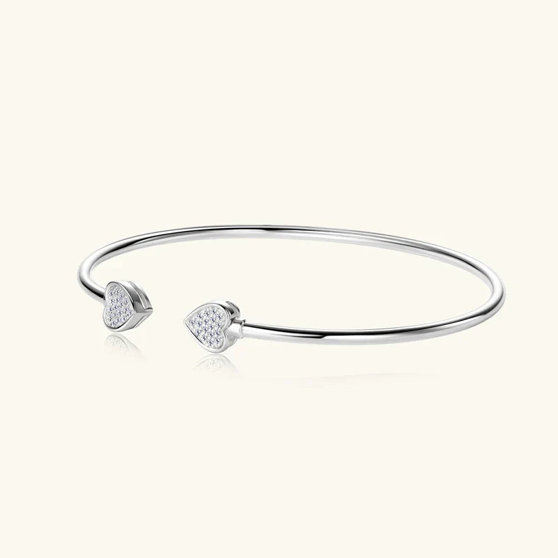 Ivictress 5mm Moissanite Sterling Silver Cuff Bracelet