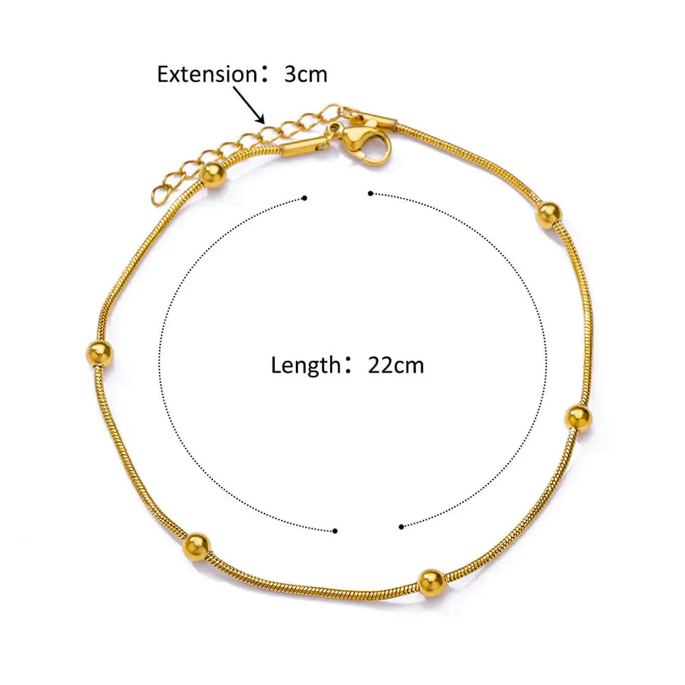 Women's Chain Anklet with Golden Balls