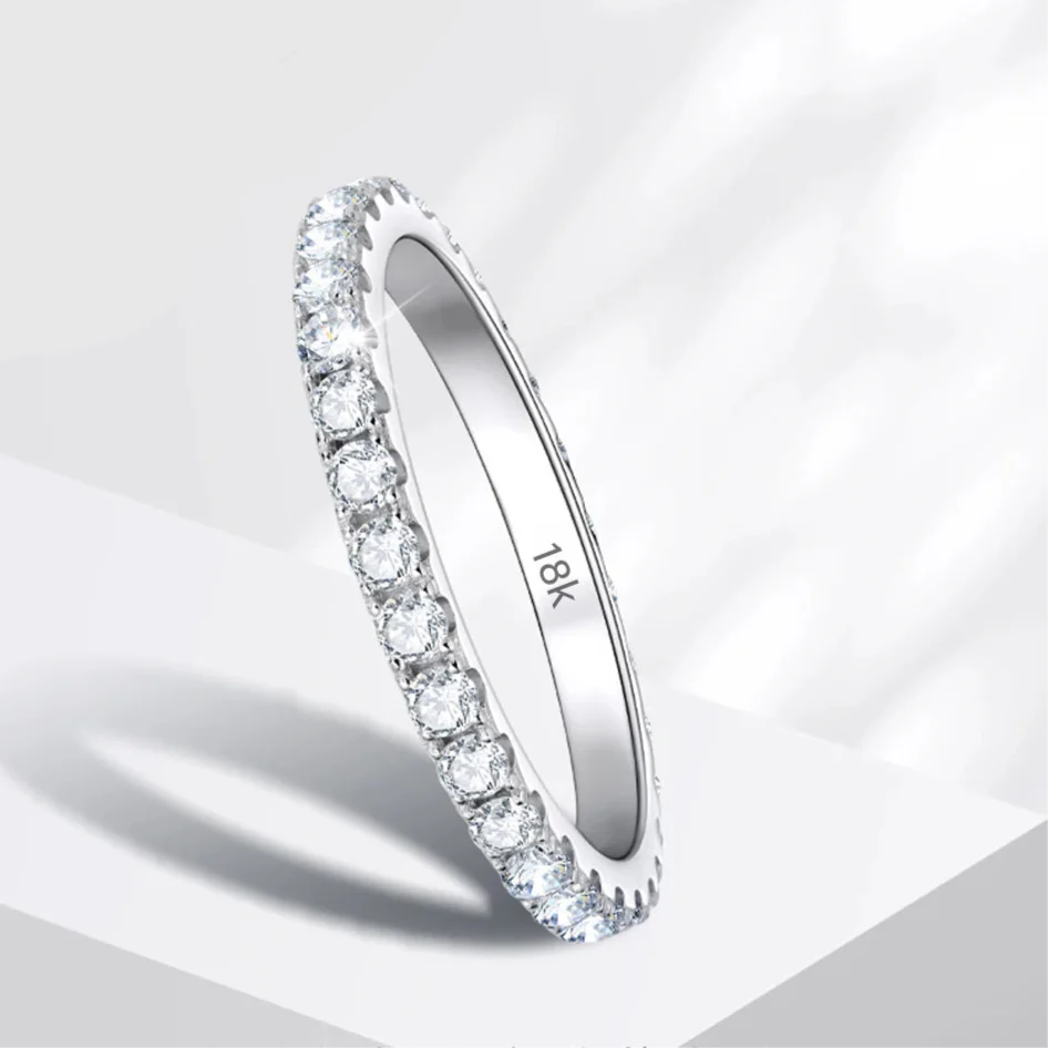 Exquisite Moissanite Eternity Band - 18k White Gold Luxury