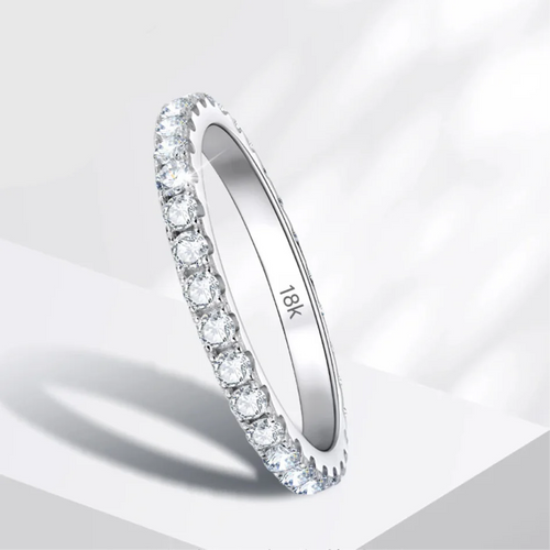 Exquisite Moissanite Eternity Band - 18k White Gold Luxury
