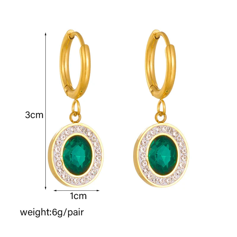 Stainless Steel Geometric Crystal Earrings