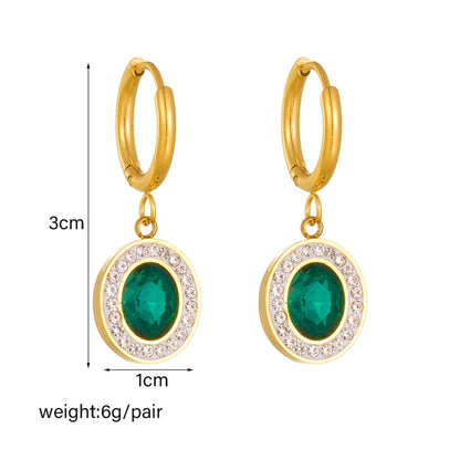 Stainless Steel Geometric Crystal Earrings