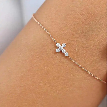 Exquisite 925 Sterling Silver Moissanite Cross Bracelet