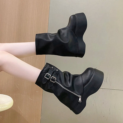 Elegant Wedge Platform Ankle Boots for Women