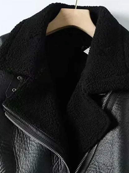 Women's Thick Warm Winter Faux Leather Oversized Jacket