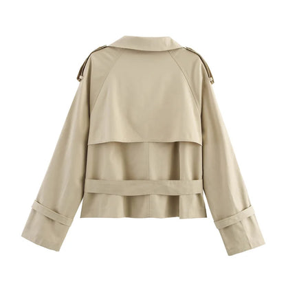 Elite Women's Cropped Trench Coat with Belt - Spring Fashion 2025