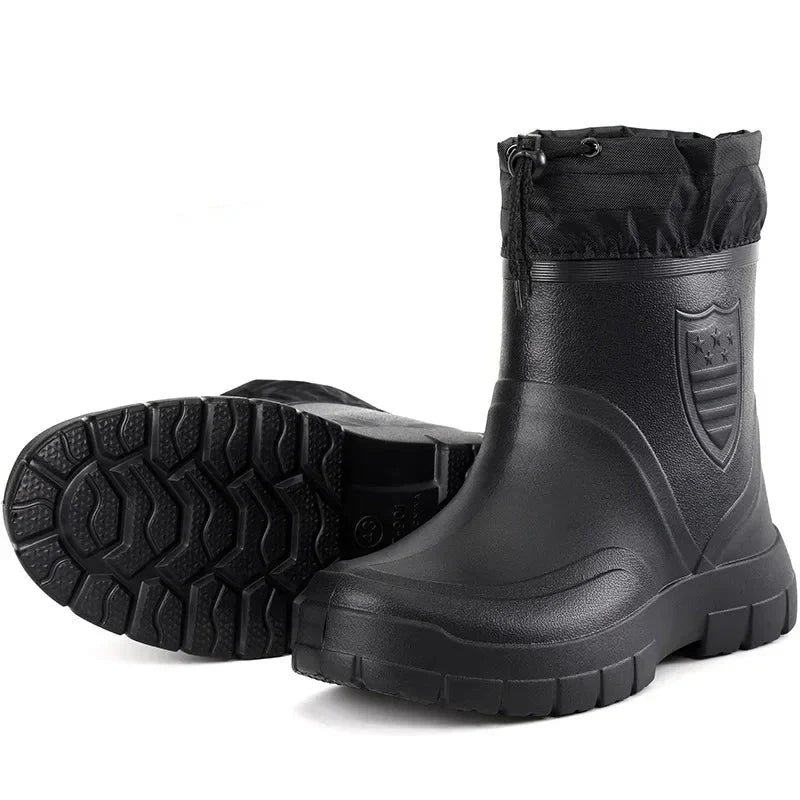 Winter Windproof Cotton Rain Boots Fashion Black