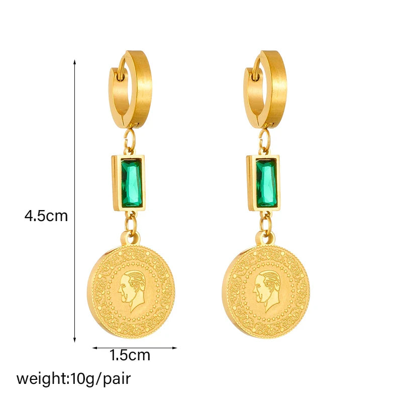 Stainless Steel Geometric Crystal Earrings