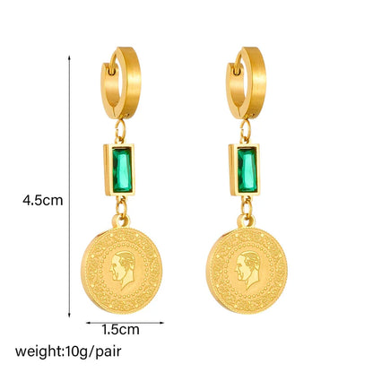 Stainless Steel Geometric Crystal Earrings