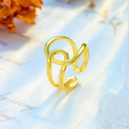 Stainless Steel Geometric Twist Open Ring for Women