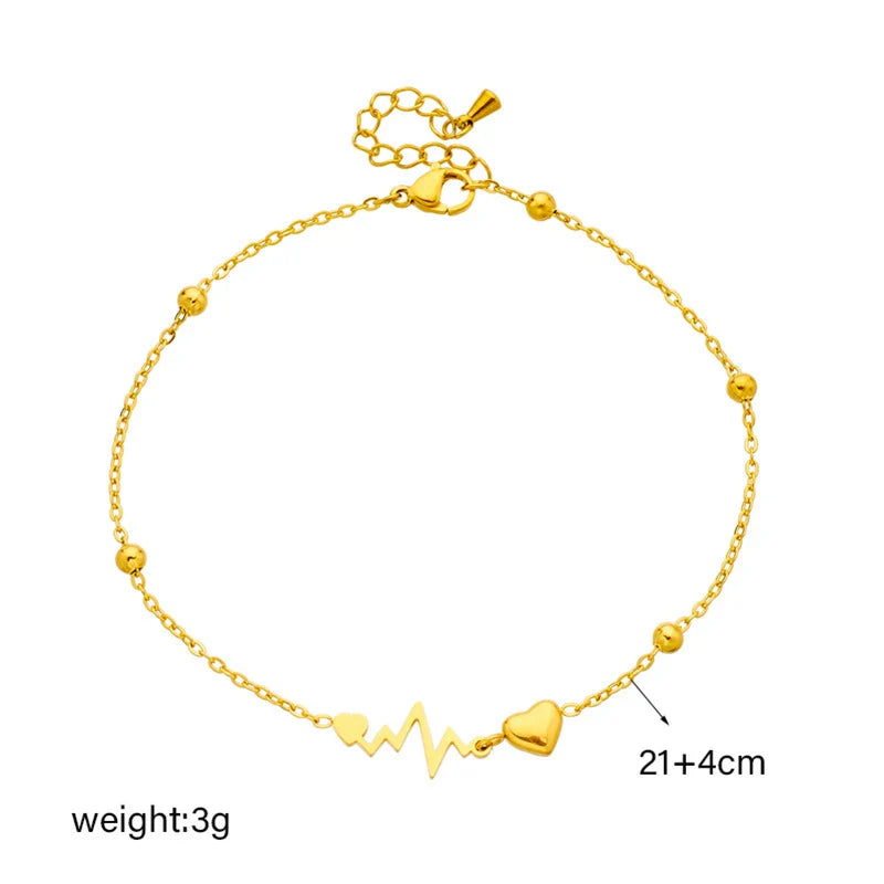 Stainless Steel Love Heart Anklet For Women Girl