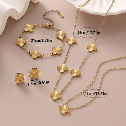 Chic Stainless Steel Clover Jewelry Set
