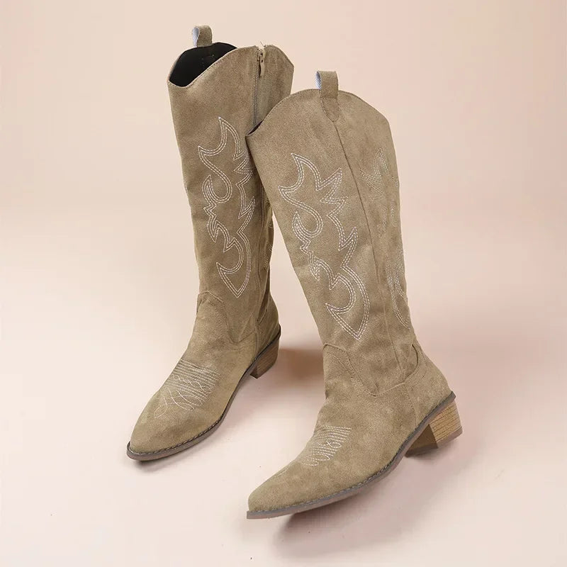 Elegant Embroidered Western Cowboy Boots for Women