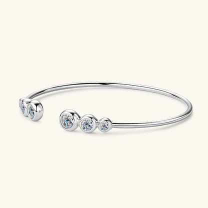 Ivictress 5mm Moissanite Sterling Silver Cuff Bracelet