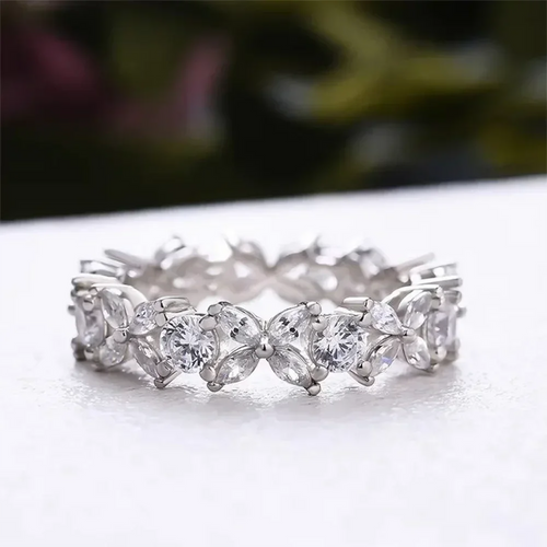 Radiant Moissanite Eternity Band in S925 Silver