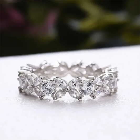 Radiant Moissanite Eternity Band in S925 Silver