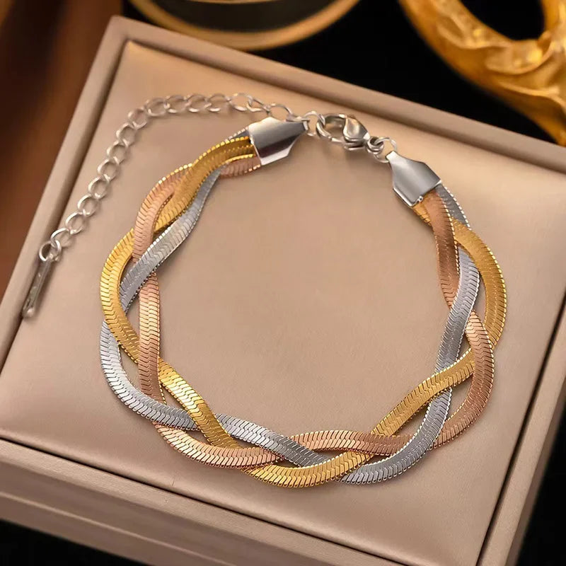 Elegant Titanium Steel Bracelet Necklace Set