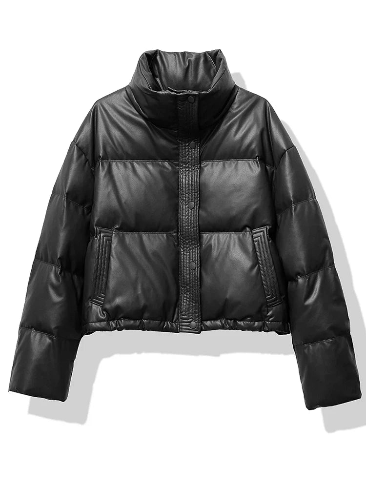 Women Thickened Mock Neck Cotton-padded Jacket
