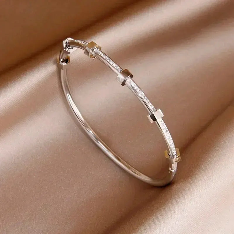 Elegant Cubic Zirconia Bangles for Women in Gold and Silver