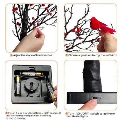 🐦Vintage Glowing Tree with Cardinals (Cópia)